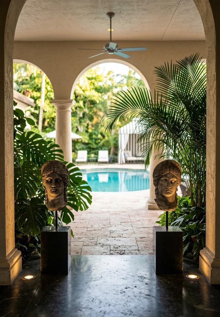Pair of Neoclassical Style Carved Stone Busts on Marble Plinths - 7