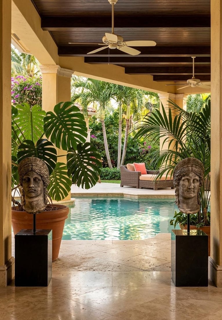 Pair of Neoclassical Style Carved Stone Busts on Marble Plinths - 8
