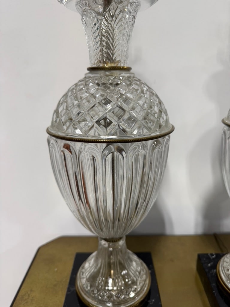Pair, Paul Hanson Cut Crystal, Ormolu & Marble Table Lamps, Mid-20th Century - 5