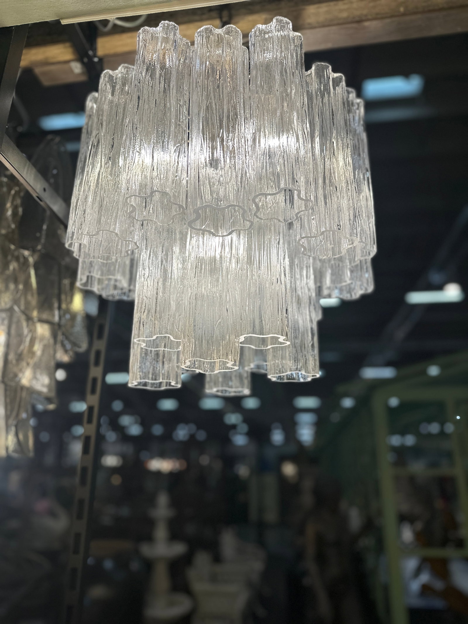Contemporary Murano Glass "Tronchi" Chandelier Burnished Metal Frame by Simoeng - 3