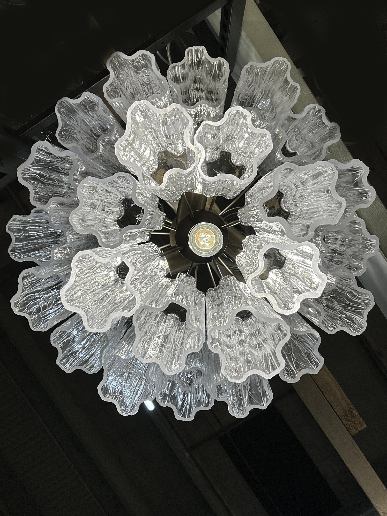 Contemporary Murano Glass "Tronchi" Chandelier Burnished Metal Frame by Simoeng - 4
