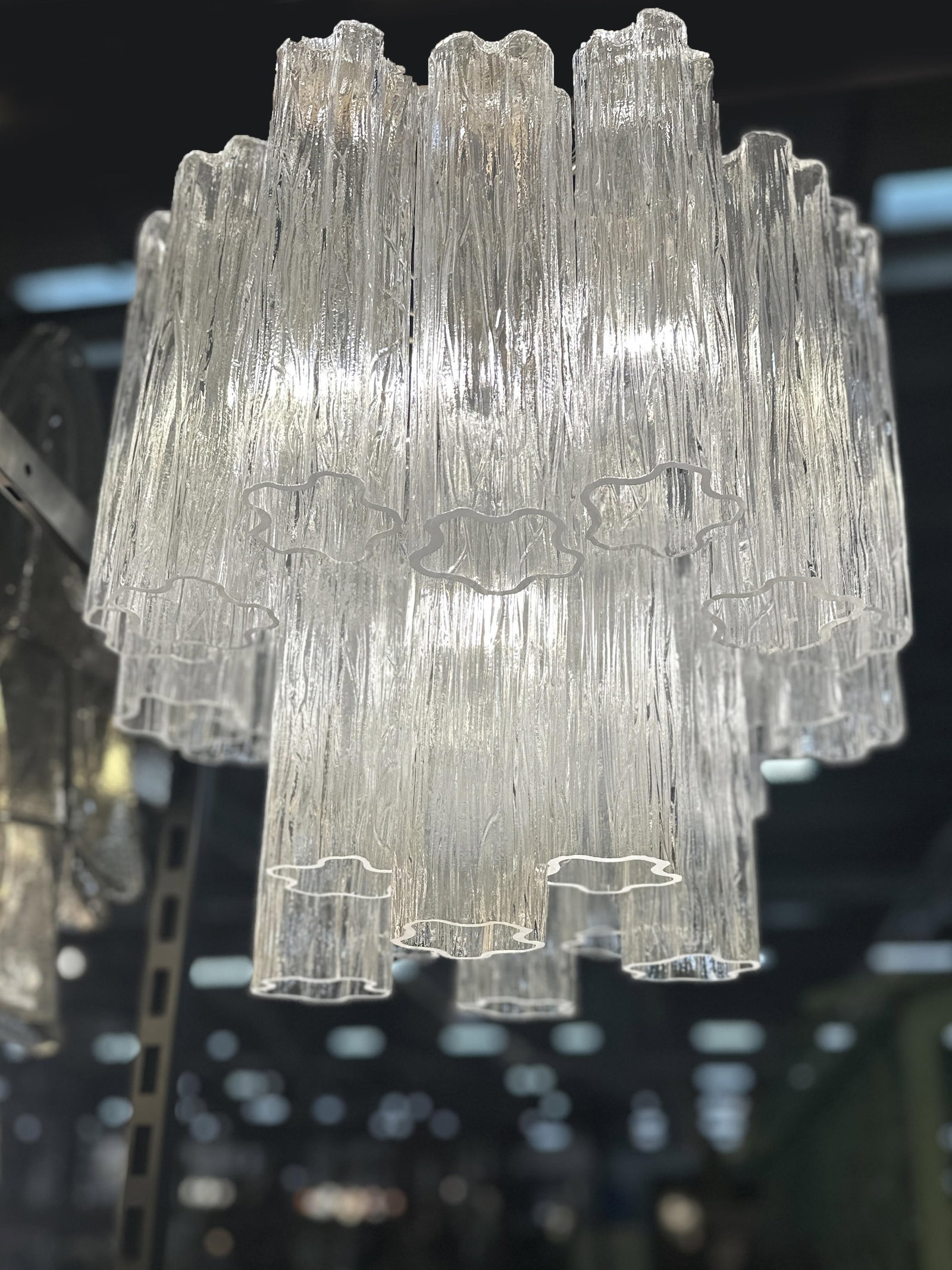 Contemporary Murano Glass "Tronchi" Chandelier Burnished Metal Frame by Simoeng - 5