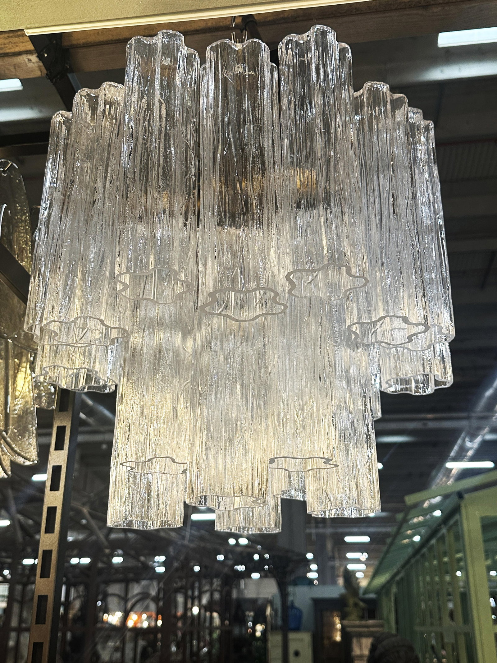 Contemporary Murano Glass "Tronchi" Chandelier Burnished Metal Frame by Simoeng - 6