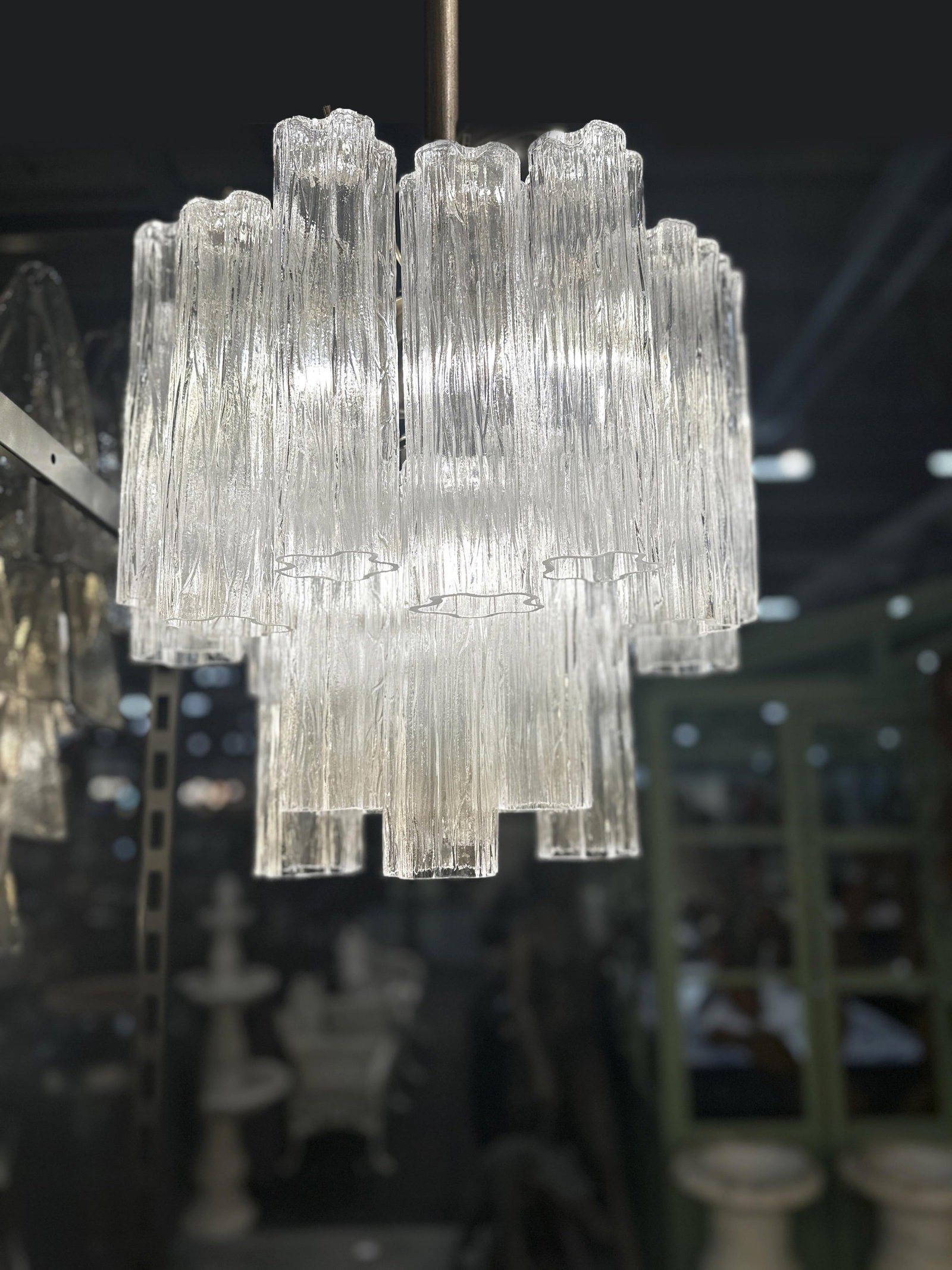 Contemporary Murano Glass "Tronchi" Chandelier Burnished Metal Frame by Simoeng - 7