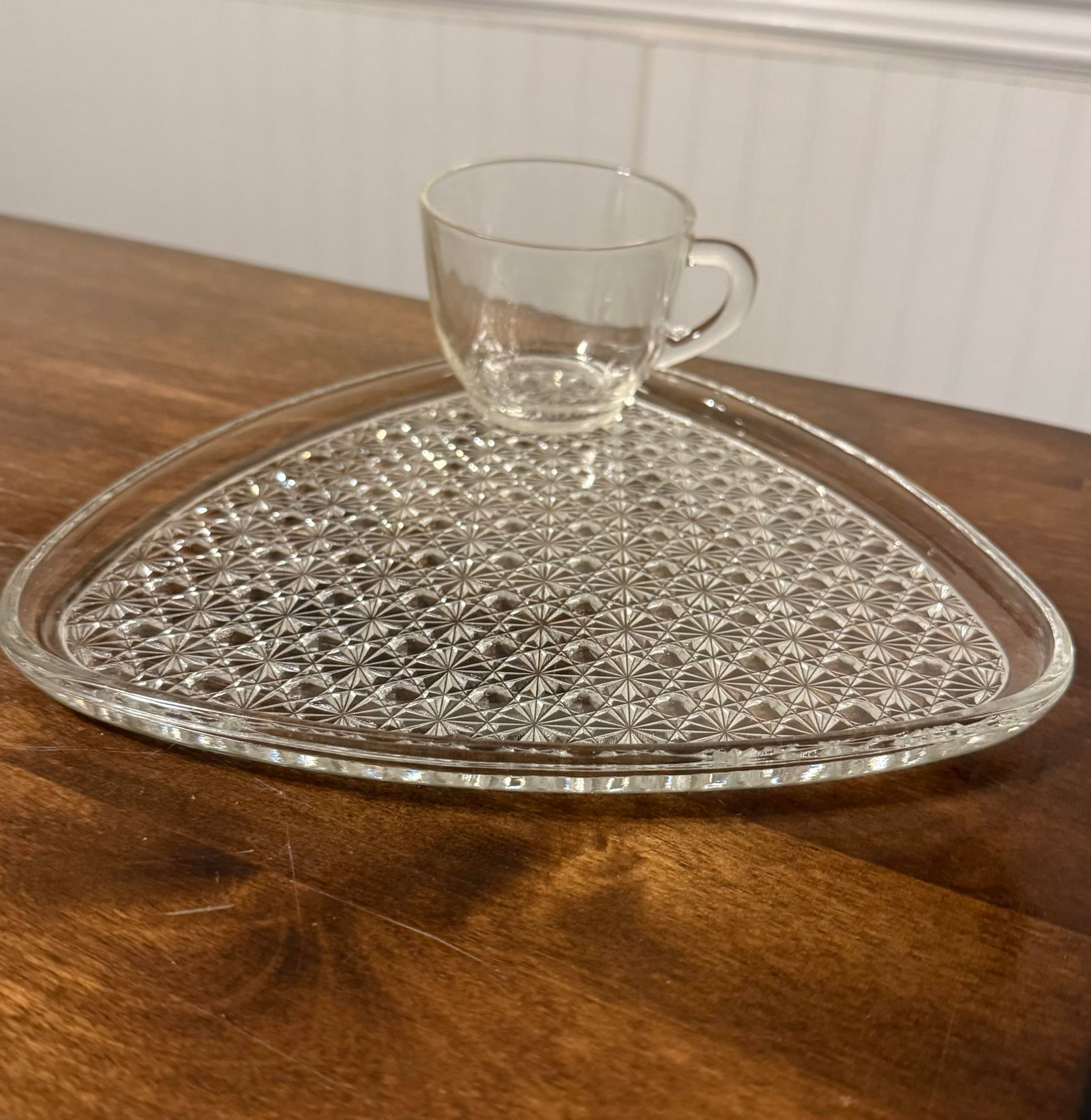 Indiana Glass Daisy and Button Pattern Snack Plates and Cups - Set of 7 - 3