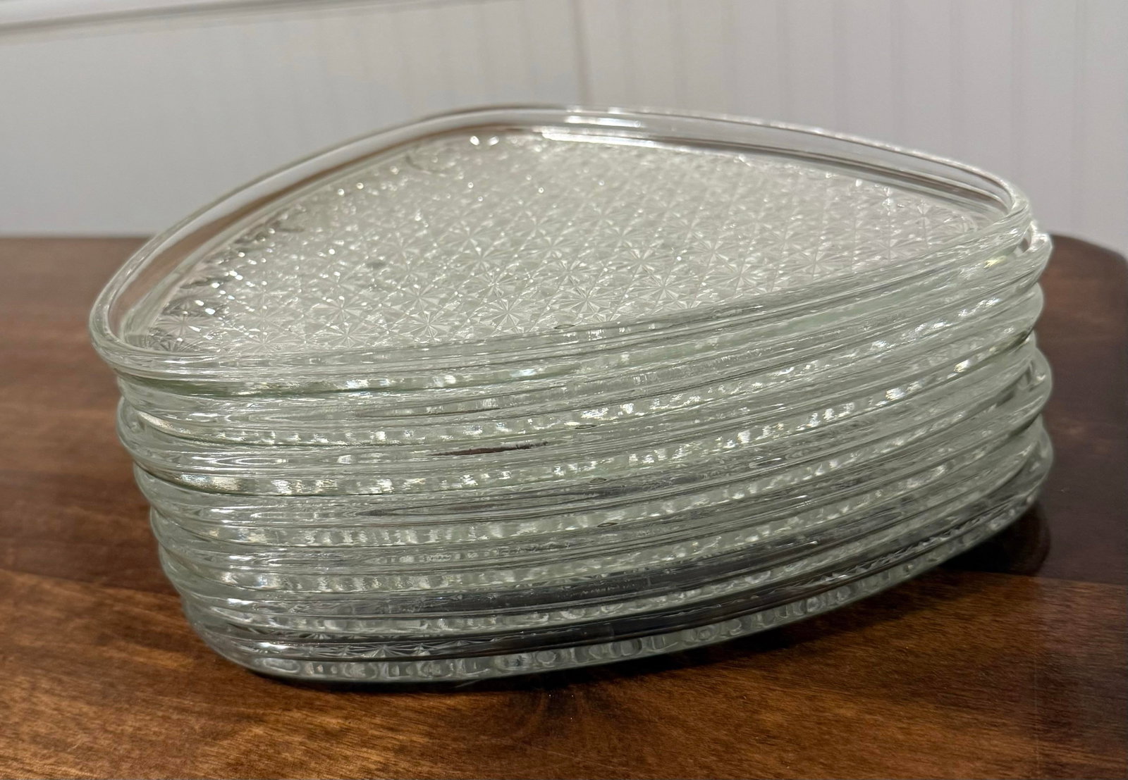 Indiana Glass Daisy and Button Pattern Snack Plates and Cups - Set of 7 - 8