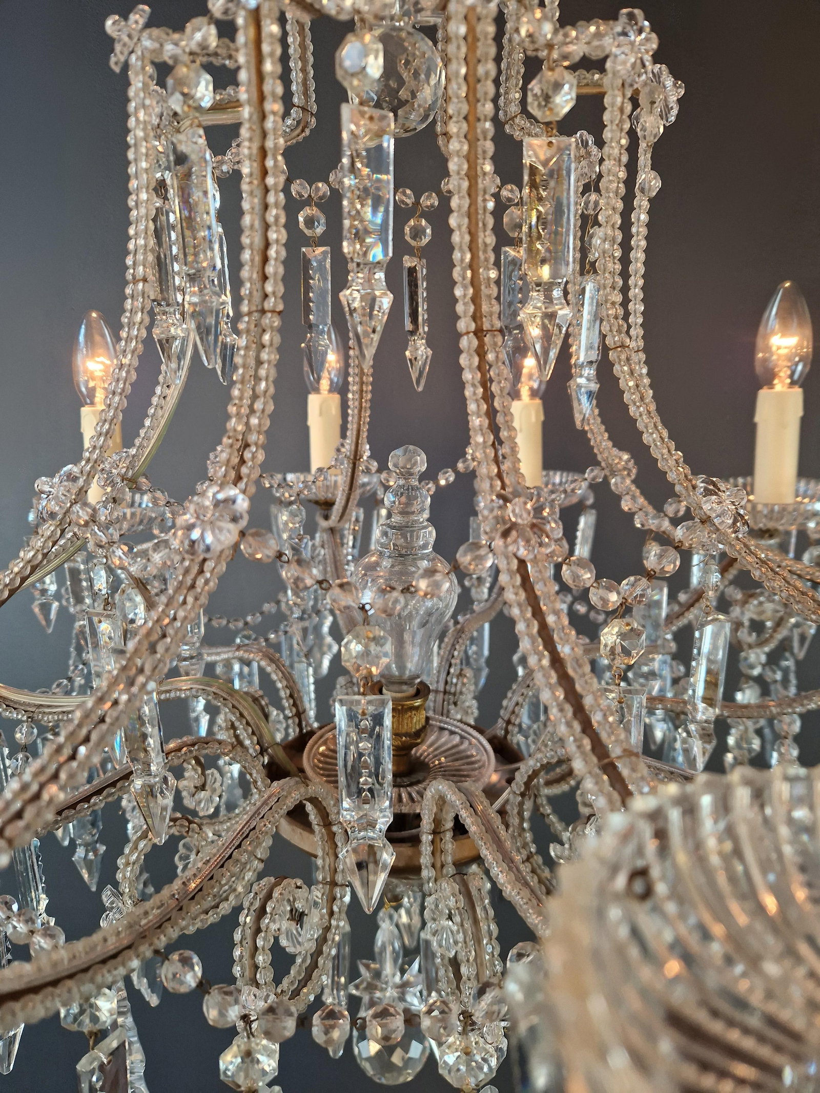 Antique French Crystal Chandelier Directoire Style Louis XVI Influence - Restored - 10