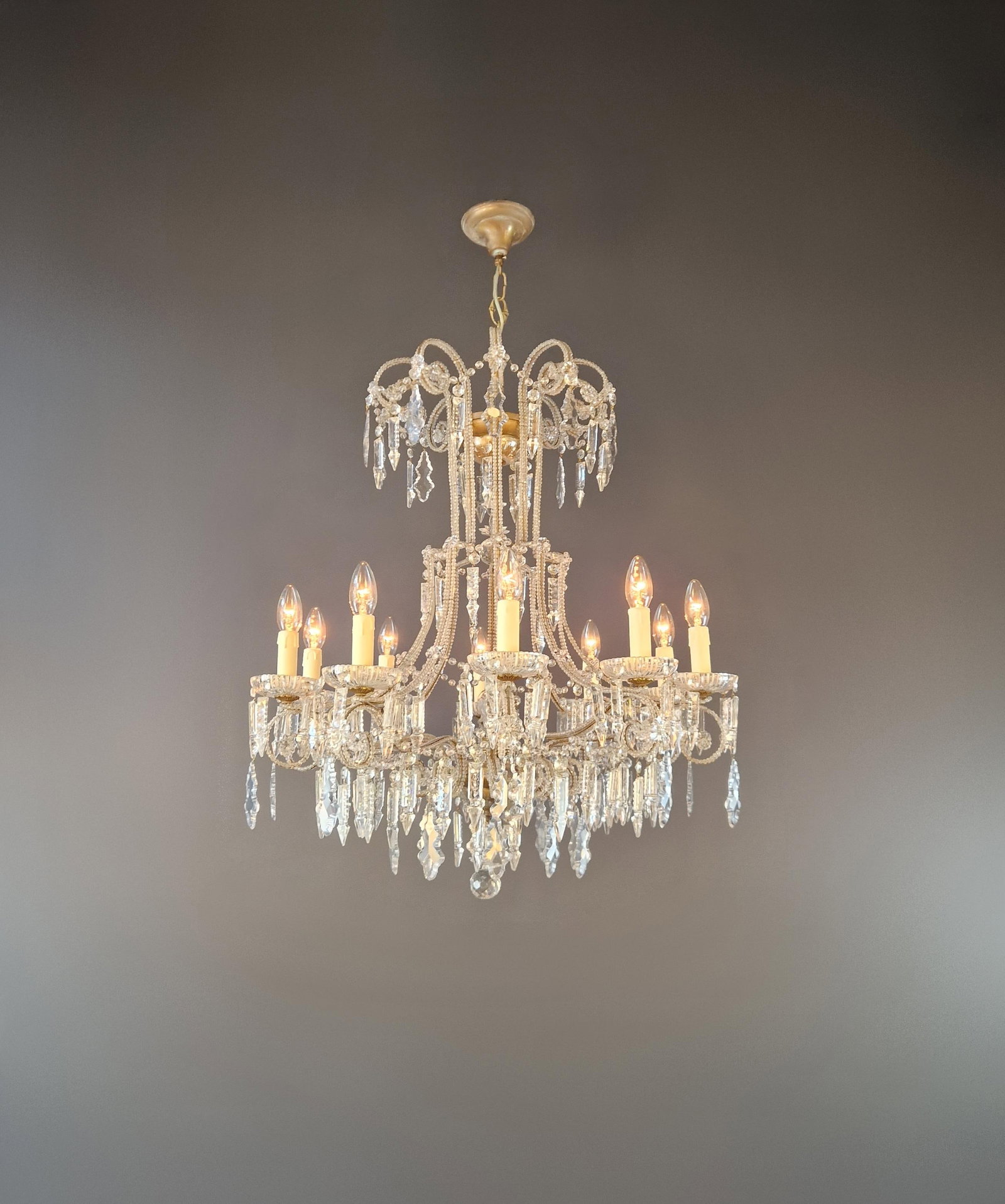 Antique French Crystal Chandelier Directoire Style Louis XVI Influence - Restored - 11