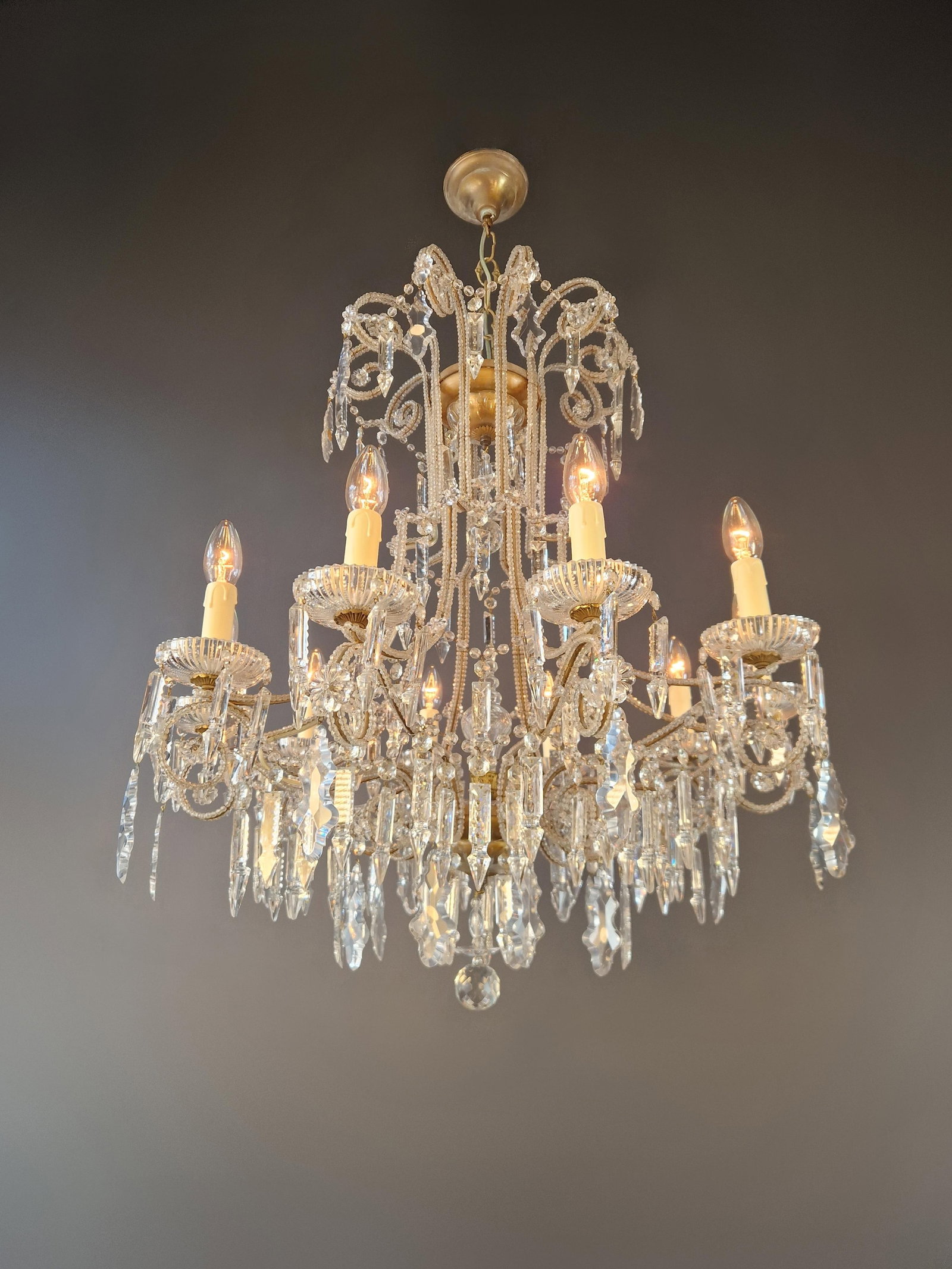 Antique French Crystal Chandelier Directoire Style Louis XVI Influence - Restored - 12