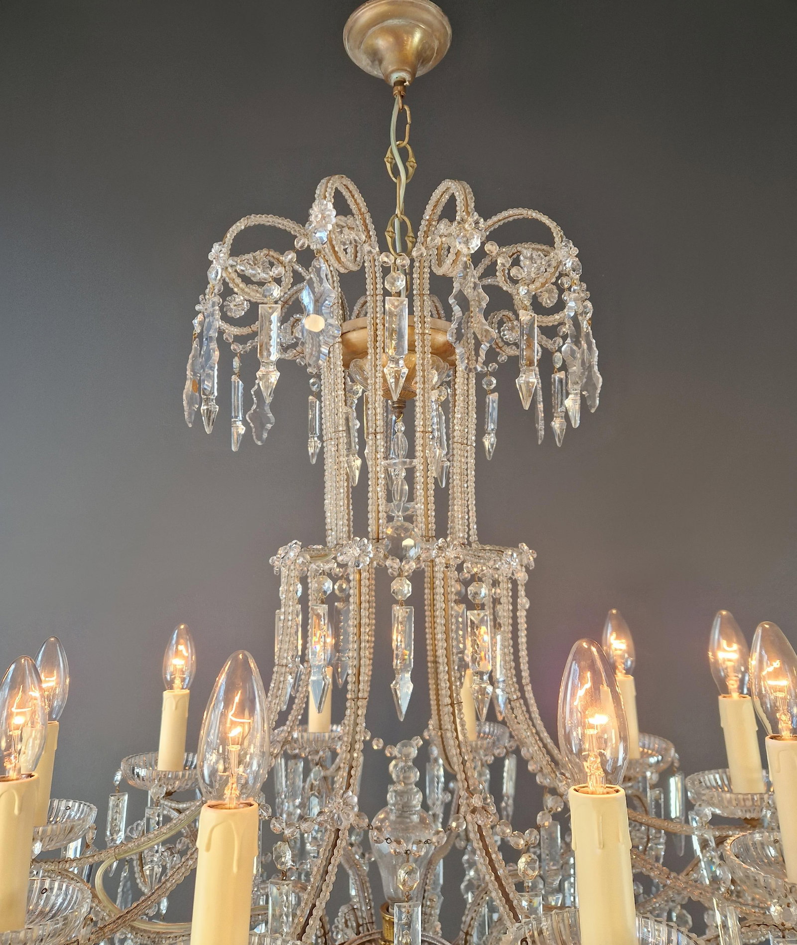 Antique French Crystal Chandelier Directoire Style Louis XVI Influence - Restored - 4