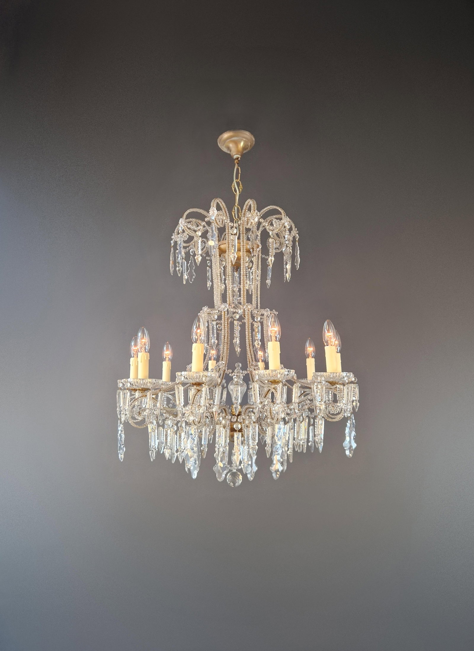 Antique French Crystal Chandelier Directoire Style Louis XVI Influence - Restored - 5