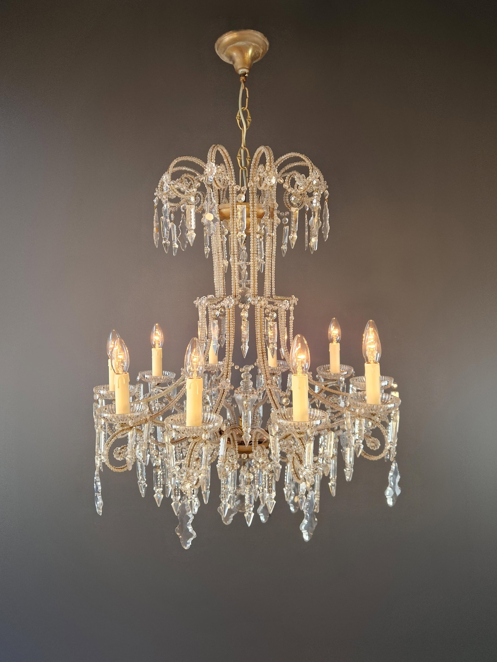 Antique French Crystal Chandelier Directoire Style Louis XVI Influence - Restored - 6