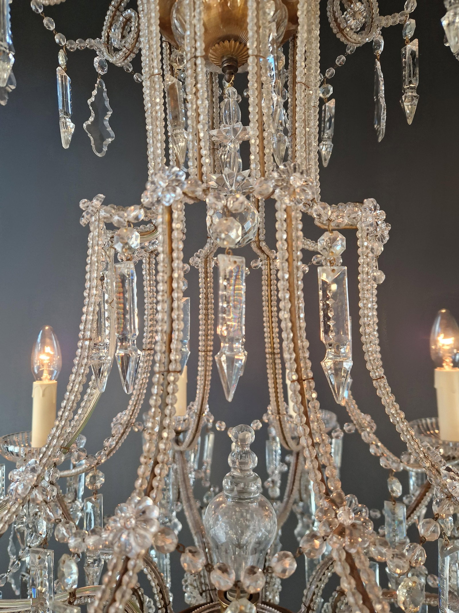 Antique French Crystal Chandelier Directoire Style Louis XVI Influence - Restored - 7