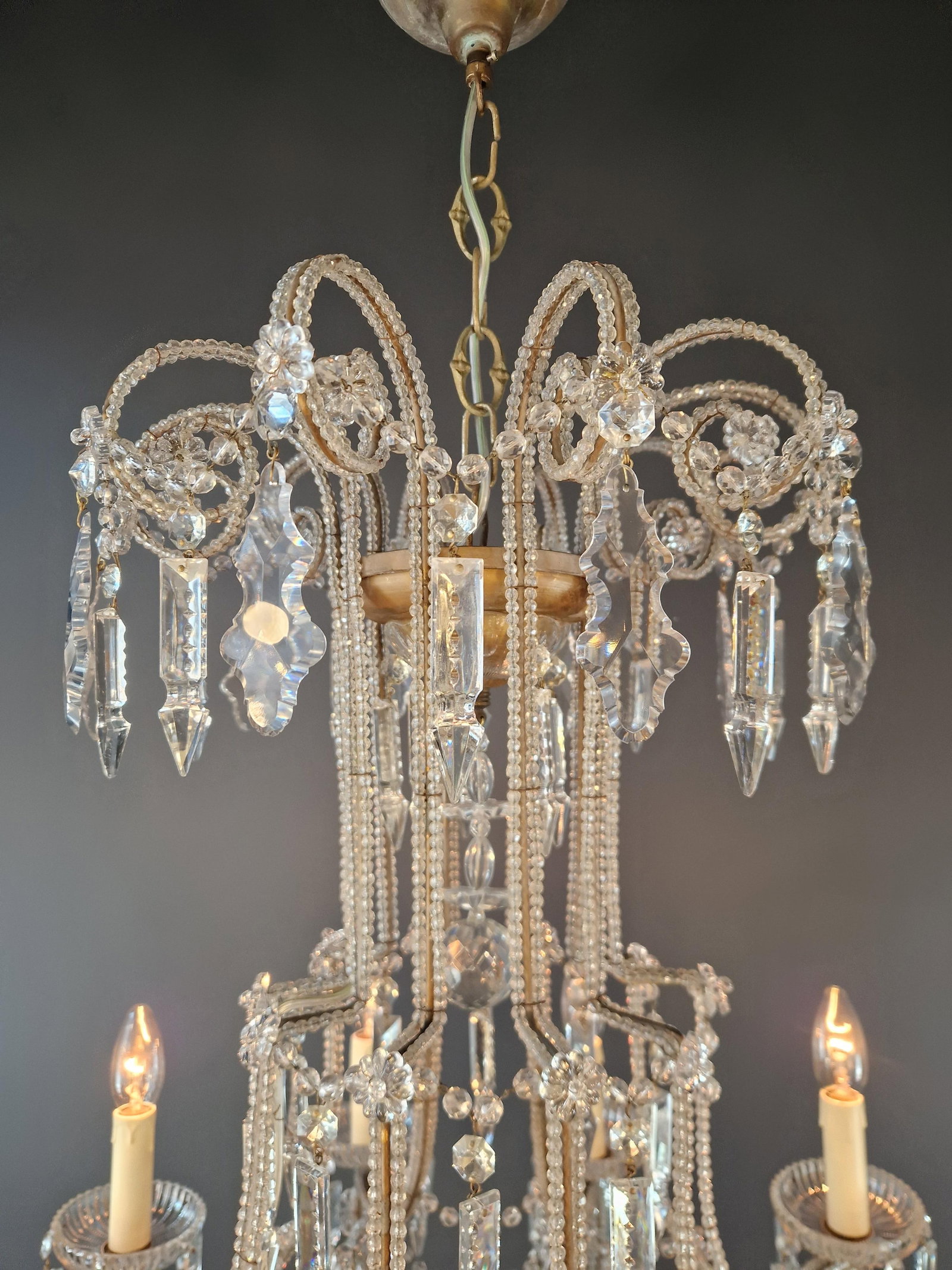 Antique French Crystal Chandelier Directoire Style Louis XVI Influence - Restored - 8