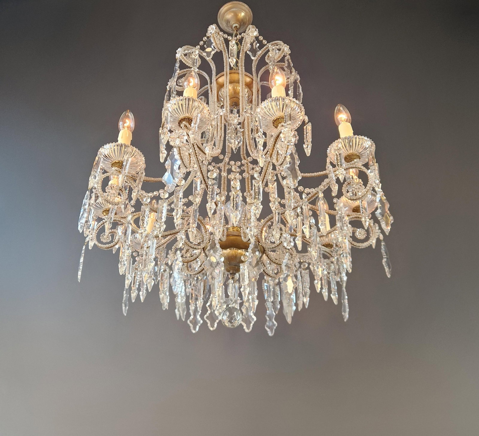 Antique French Crystal Chandelier Directoire Style Louis XVI Influence - Restored - 9