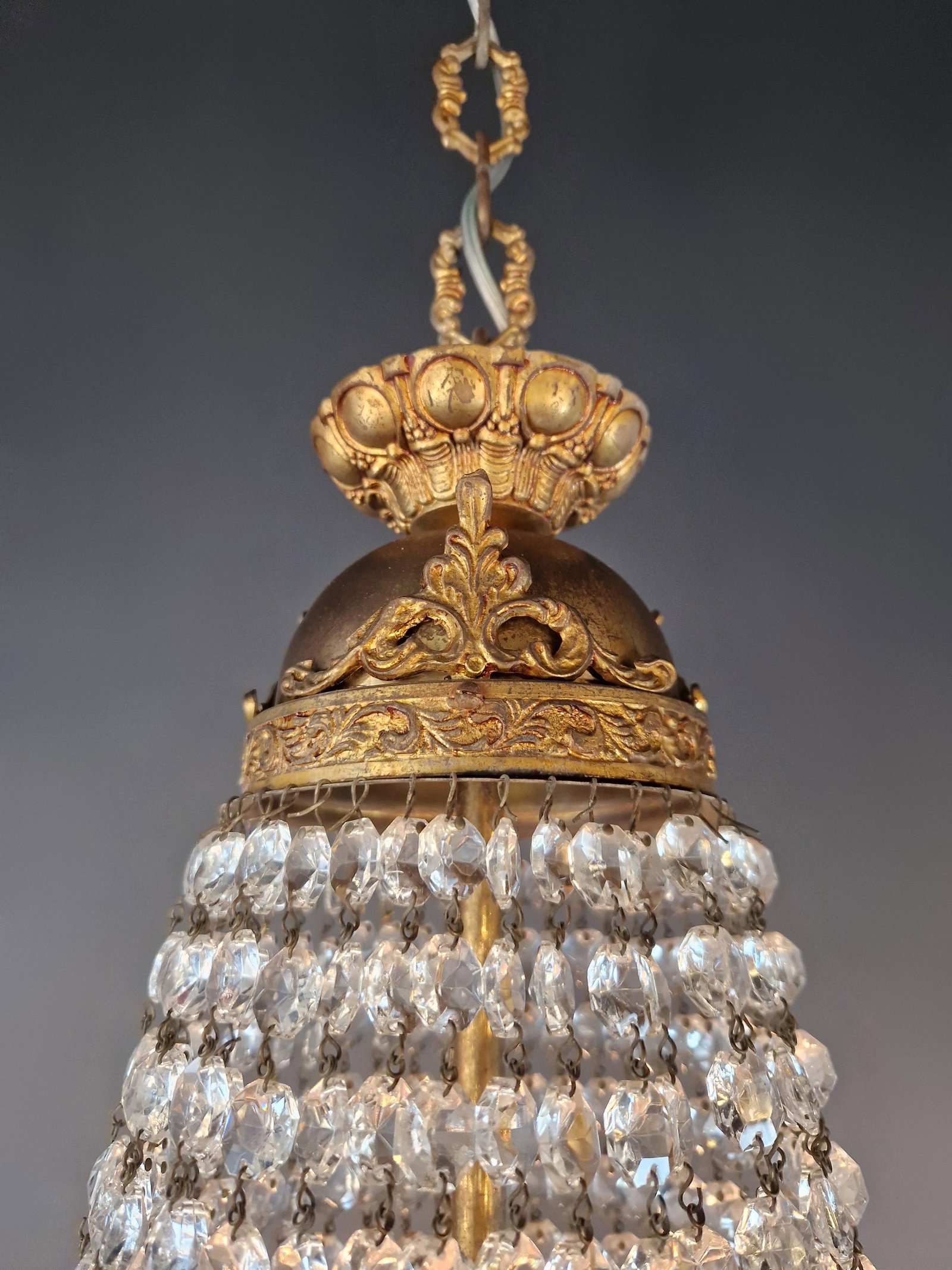 Antique Baroque Chandelier Crystal Empire Brass Bohemian Lustre Ceiling - 17