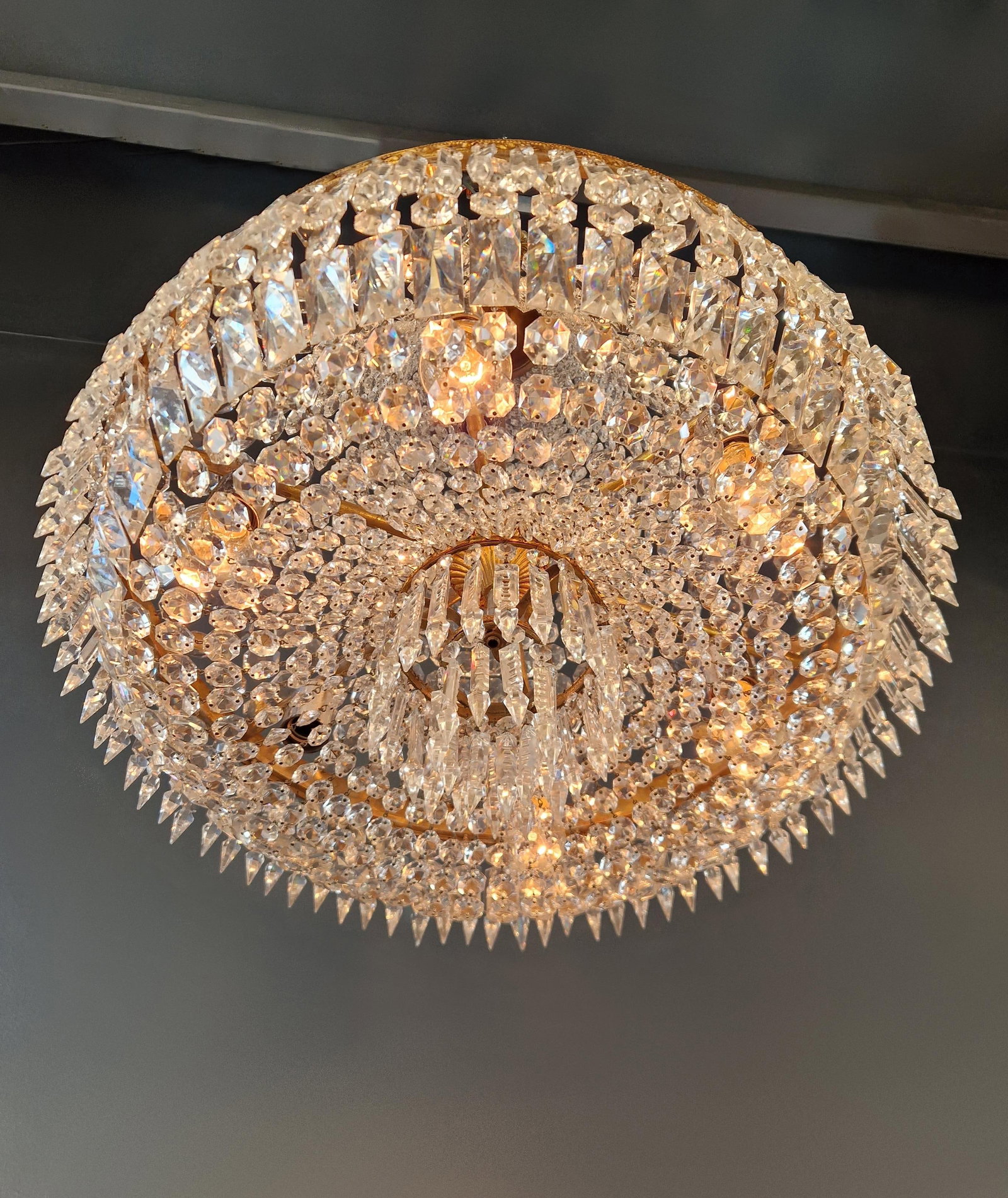 Antique Baroque Chandelier Crystal Empire Brass Bohemian Lustre Ceiling - 7