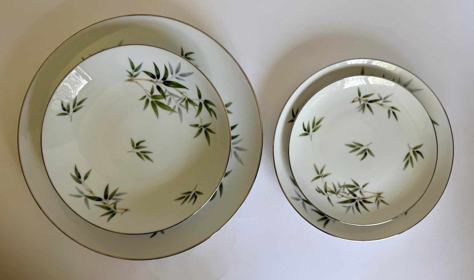 1960s Wentworth China "Bamboo" Japanese Porcelain Dinnerware Set With Platinum Trim – 44 Piece - 6