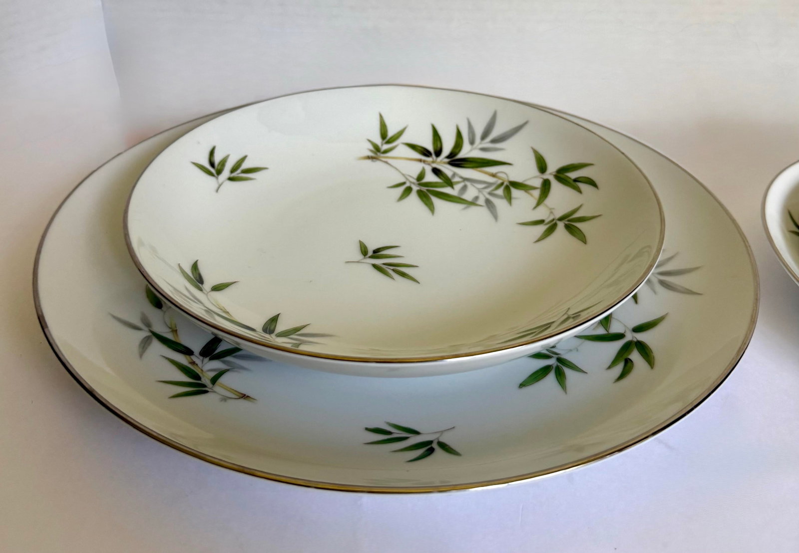 1960s Wentworth China "Bamboo" Japanese Porcelain Dinnerware Set With Platinum Trim – 44 Piece - 9
