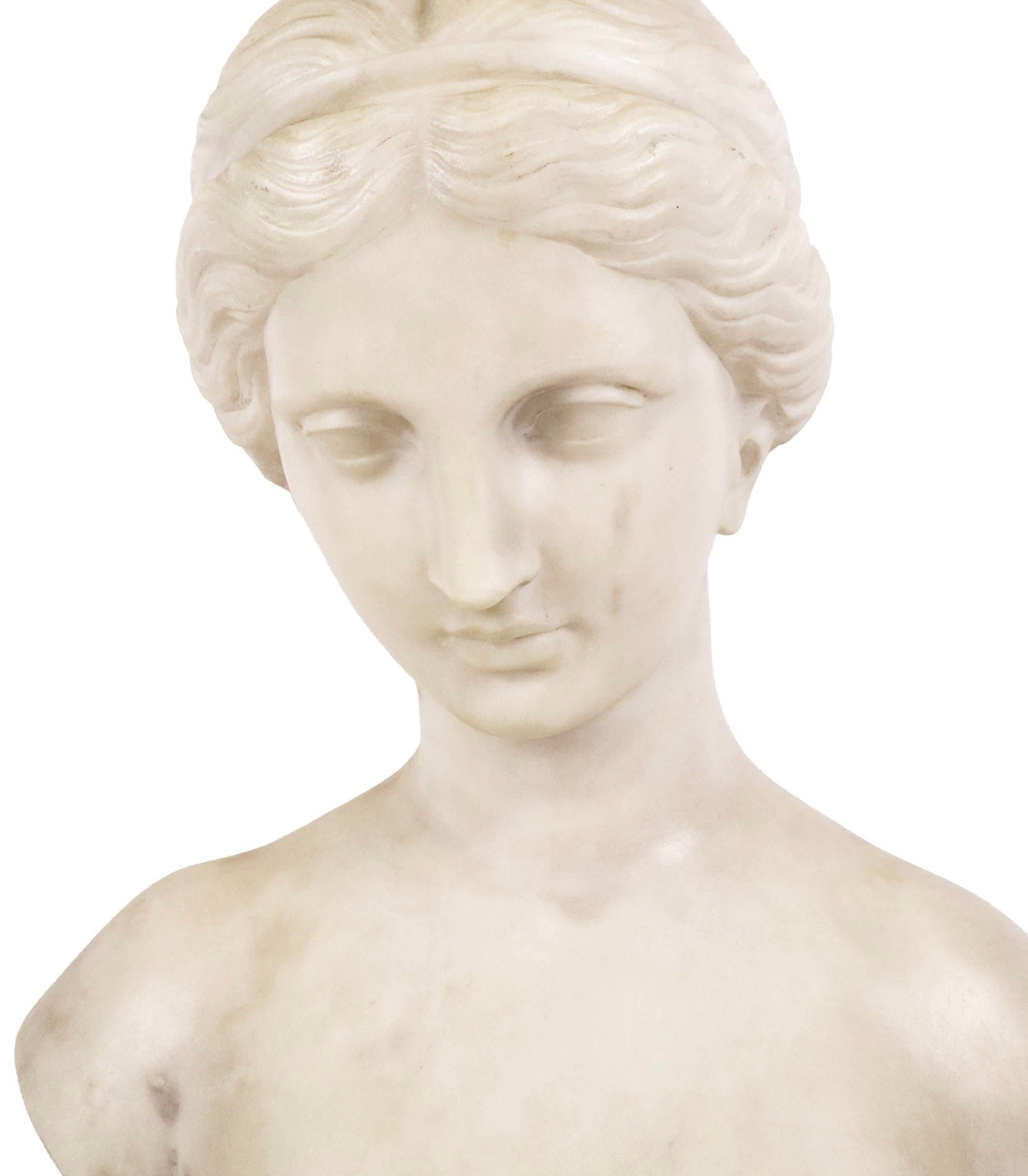 Italian Carved Marble Bust of a Young Woman - 3