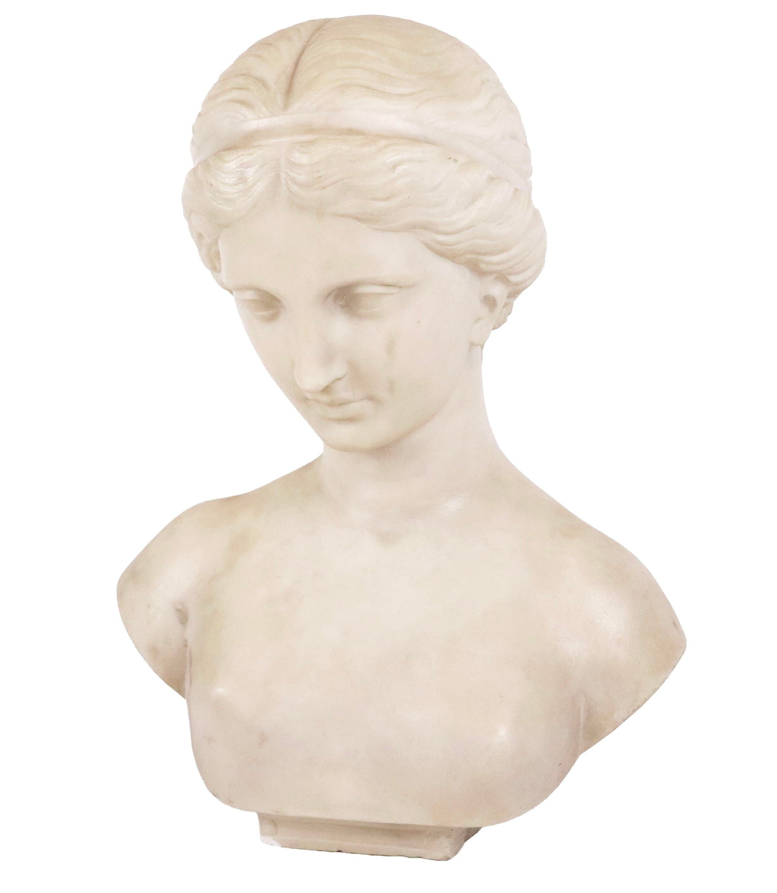 Italian Carved Marble Bust of a Young Woman - 4