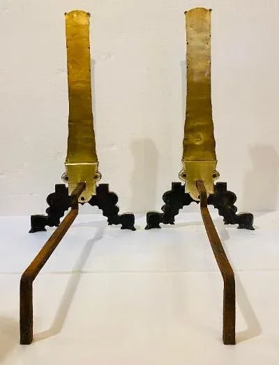 Antique Brass Andirons - 4