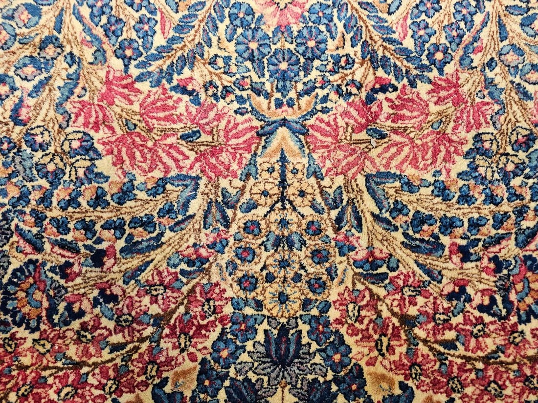 Antique Persian Kerman Lavar Oversized Hand-Knotted Rug in Allover Floral Design - 3