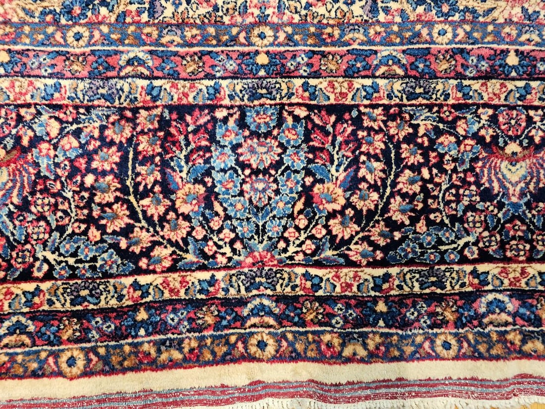 Antique Persian Kerman Lavar Oversized Hand-Knotted Rug in Allover Floral Design - 4
