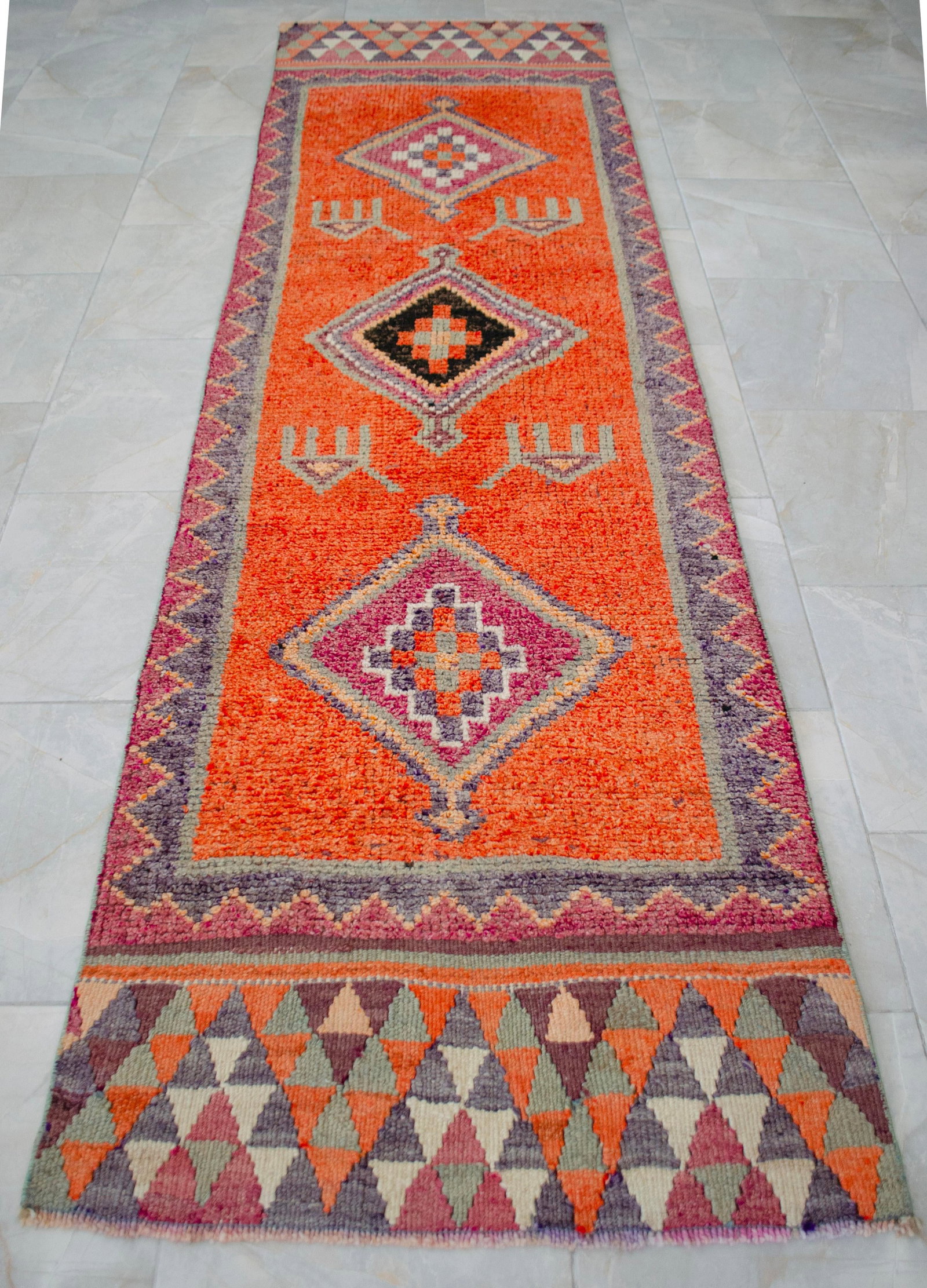 1960s Vintage Hand Knotted Primitive Turkish Runner - 10