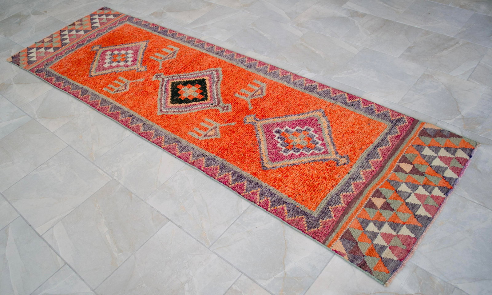 1960s Vintage Hand Knotted Primitive Turkish Runner - 11