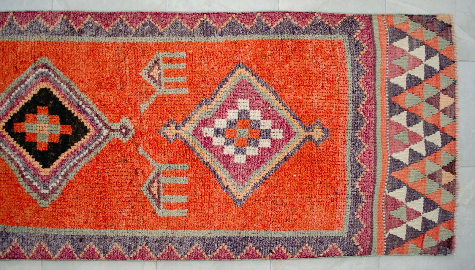 1960s Vintage Hand Knotted Primitive Turkish Runner - 13