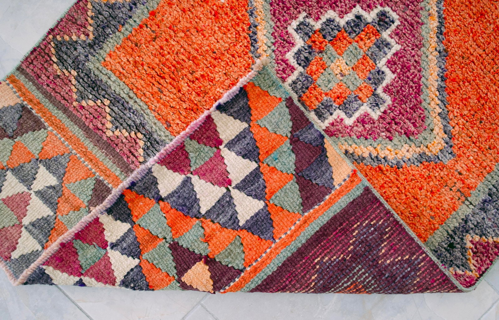 1960s Vintage Hand Knotted Primitive Turkish Runner - 15