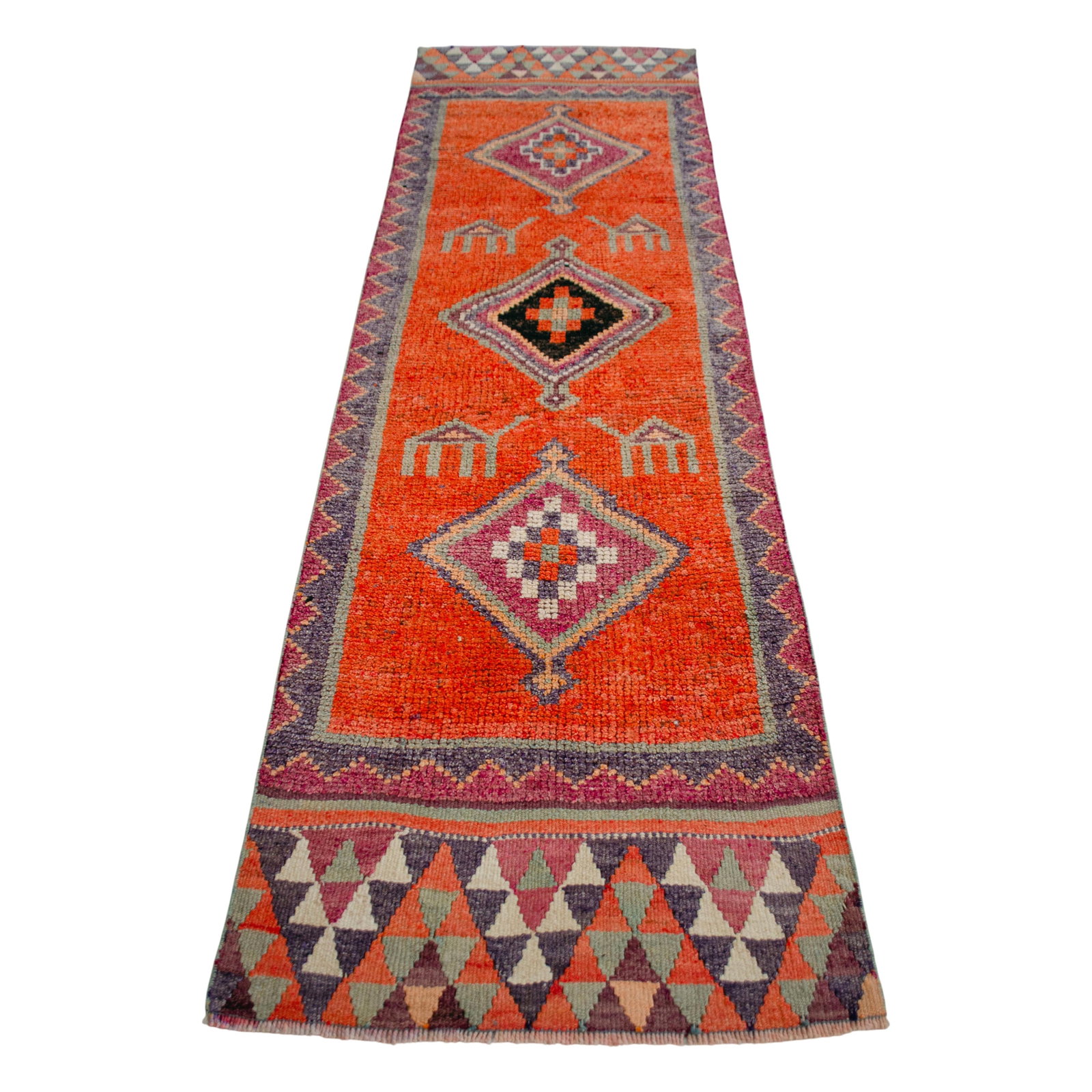 1960s Vintage Hand Knotted Primitive Turkish Runner - 2