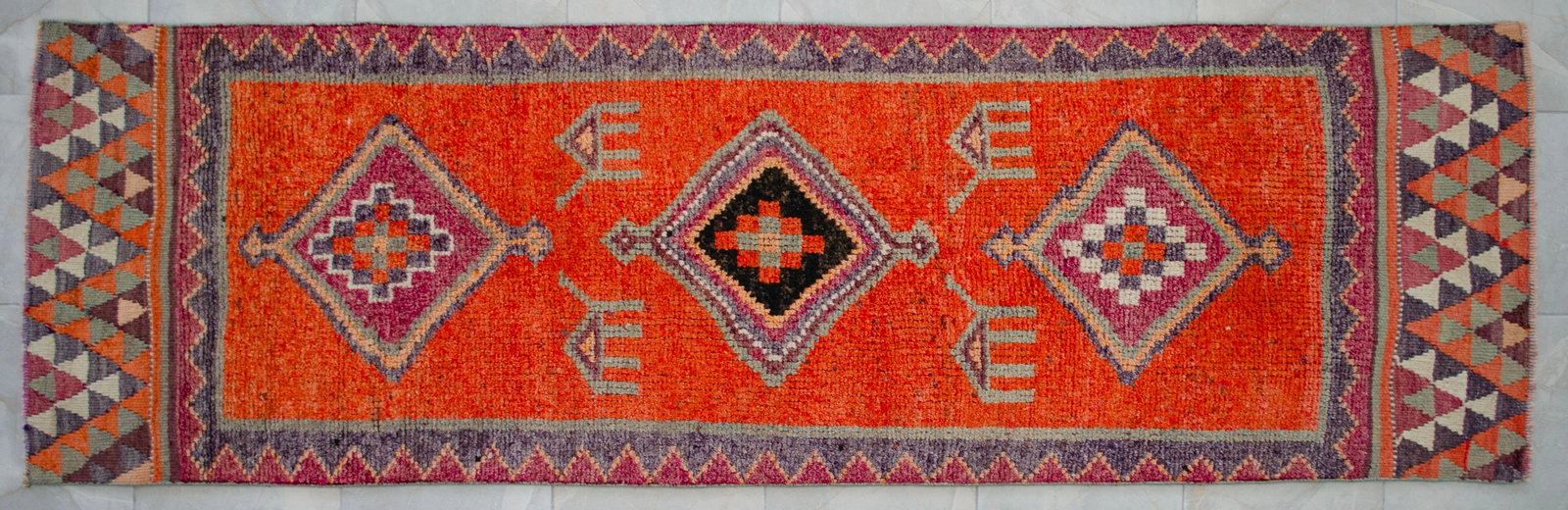 1960s Vintage Hand Knotted Primitive Turkish Runner - 5