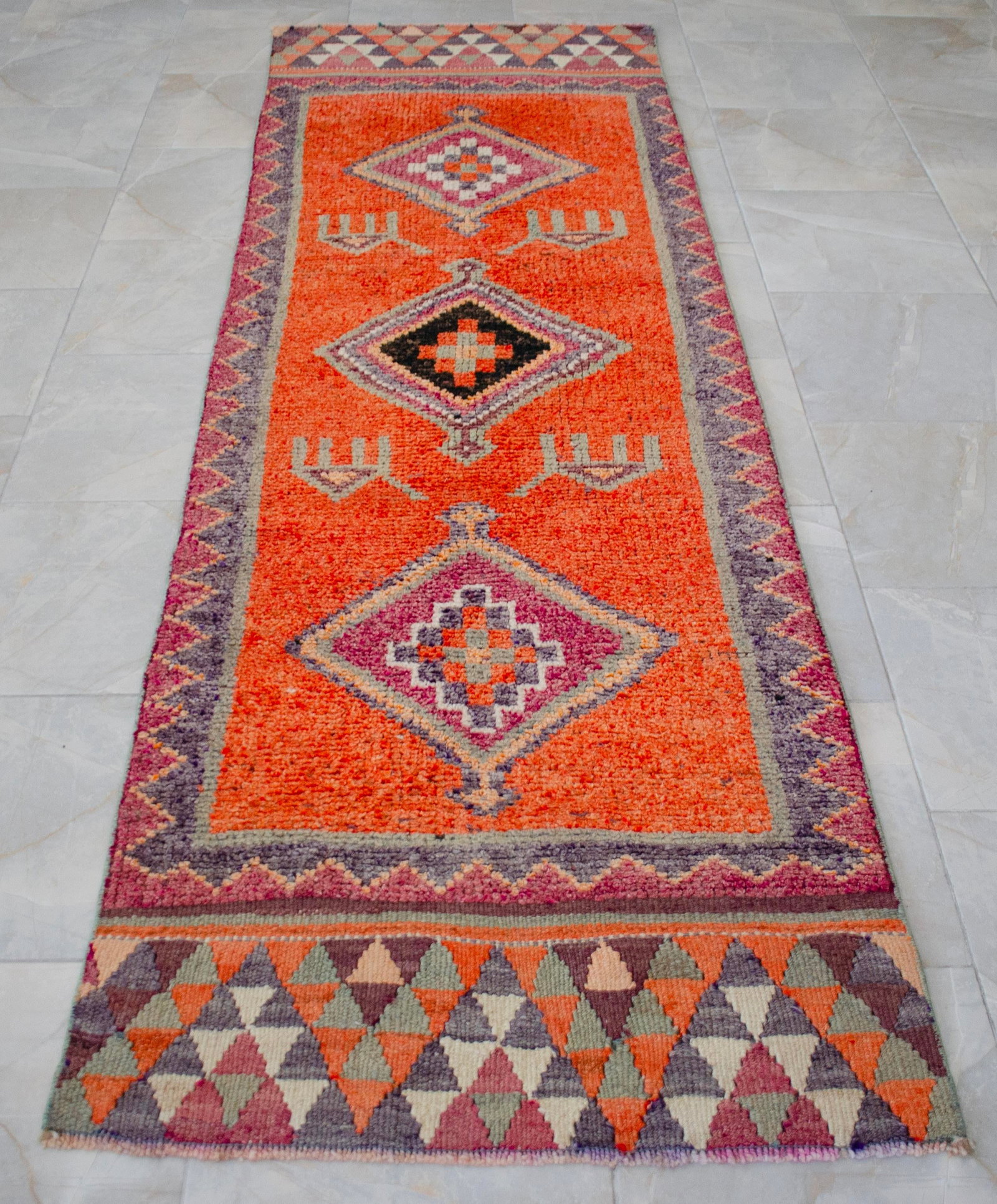 1960s Vintage Hand Knotted Primitive Turkish Runner - 6