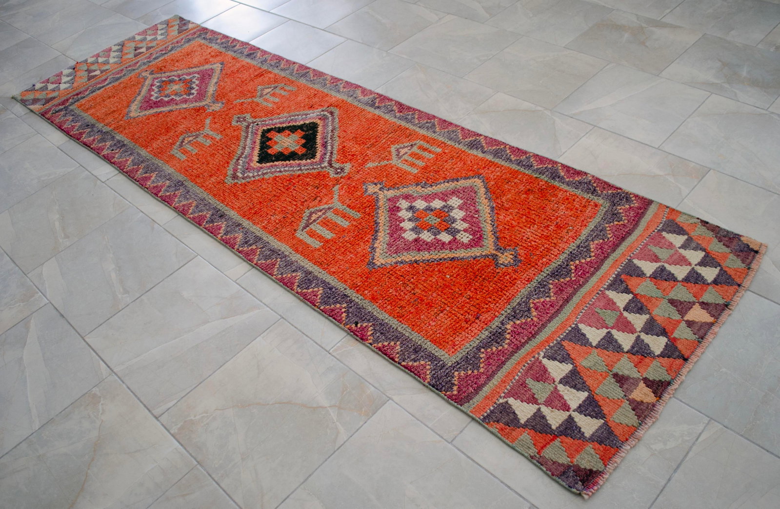 1960s Vintage Hand Knotted Primitive Turkish Runner - 7