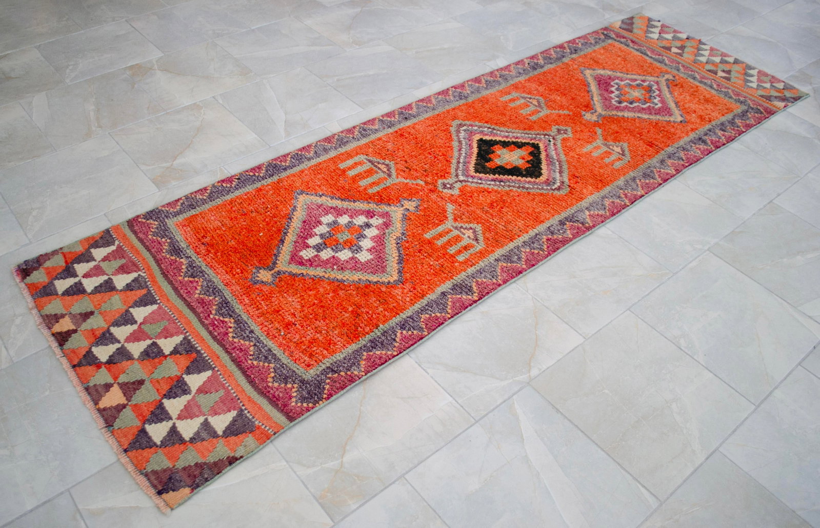 1960s Vintage Hand Knotted Primitive Turkish Runner - 9