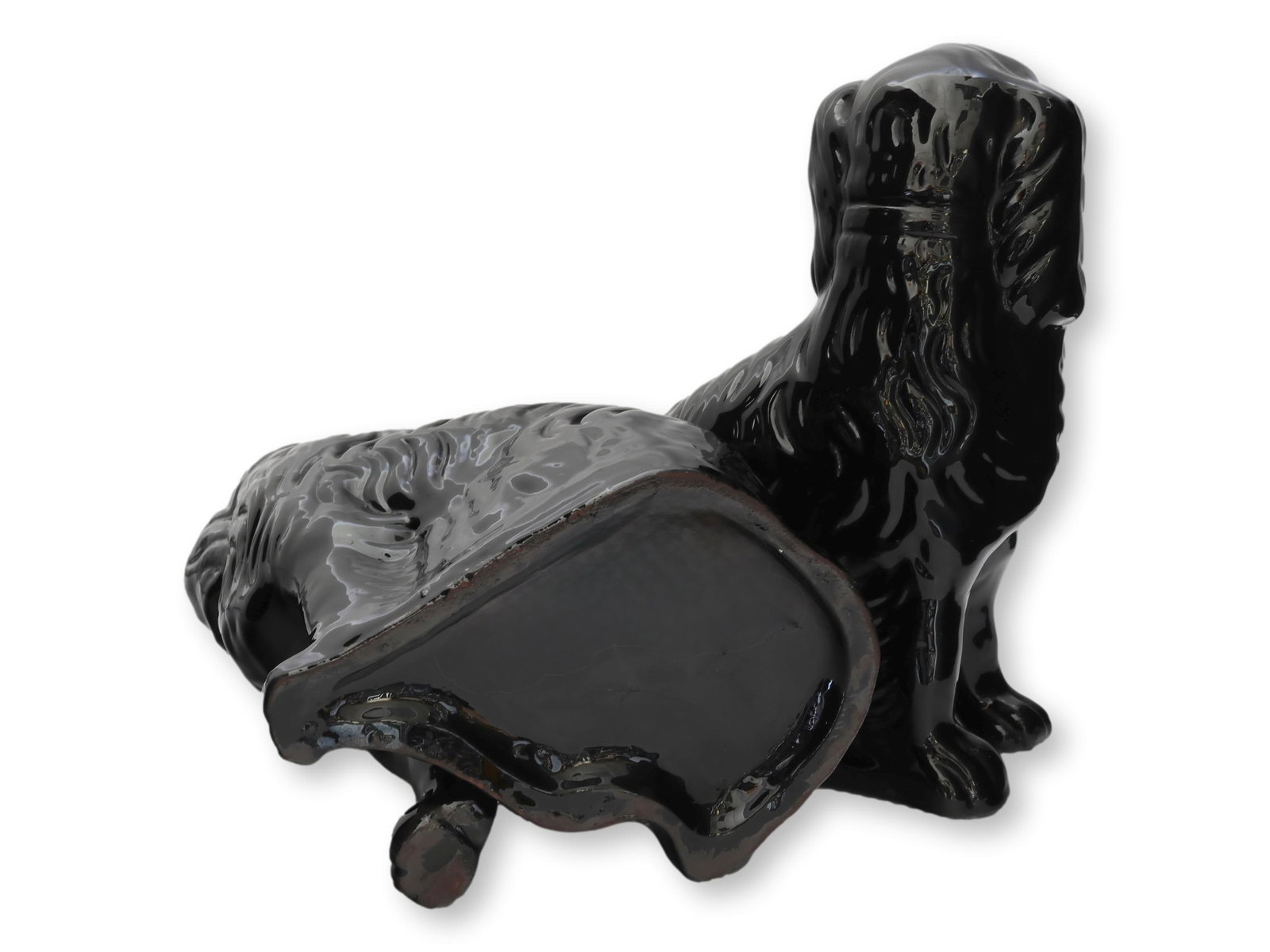 19th Century Staffordshire Jackfield Black Spaniels / Dogs - 5