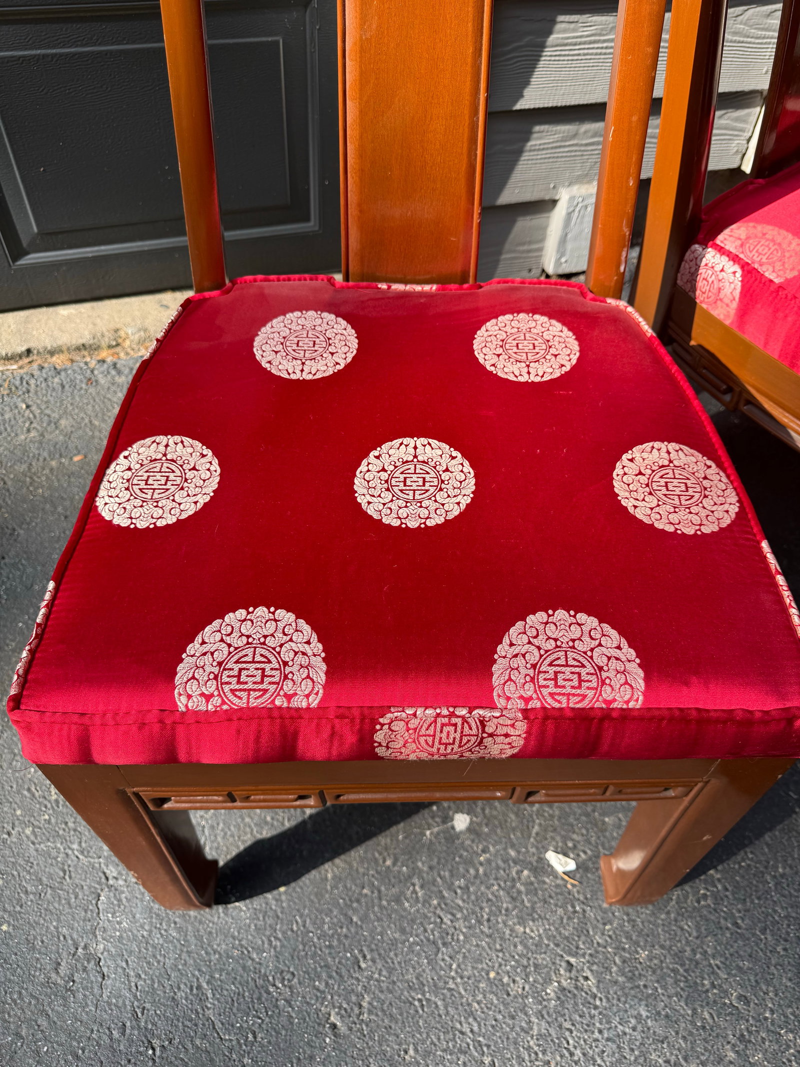 Rosewood Dining Chairs 1960s Asian Ming Chinoiserie Lot of 2 - 5