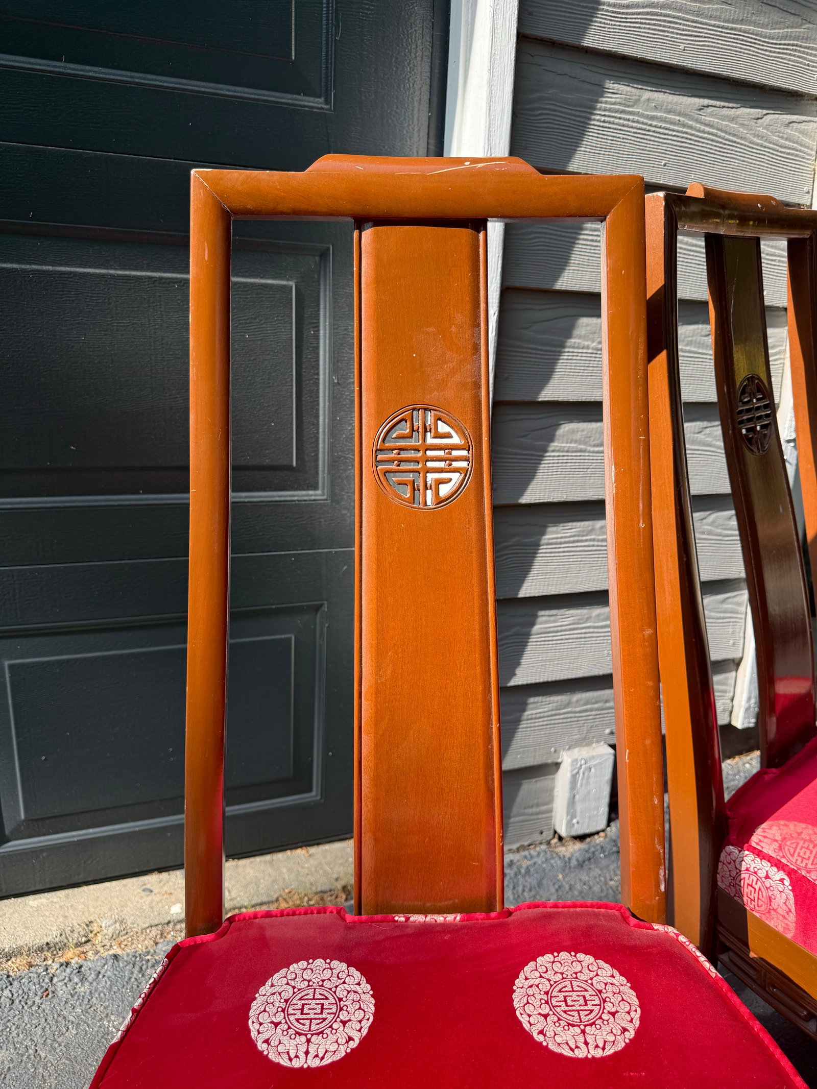 Rosewood Dining Chairs 1960s Asian Ming Chinoiserie Lot of 2 - 8