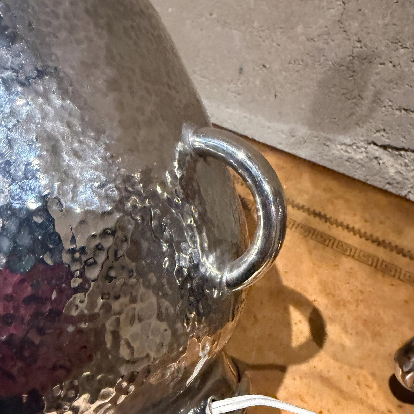 Decorative Pair Hammered Metal Table Lamps Polished Chrome Finish - 15