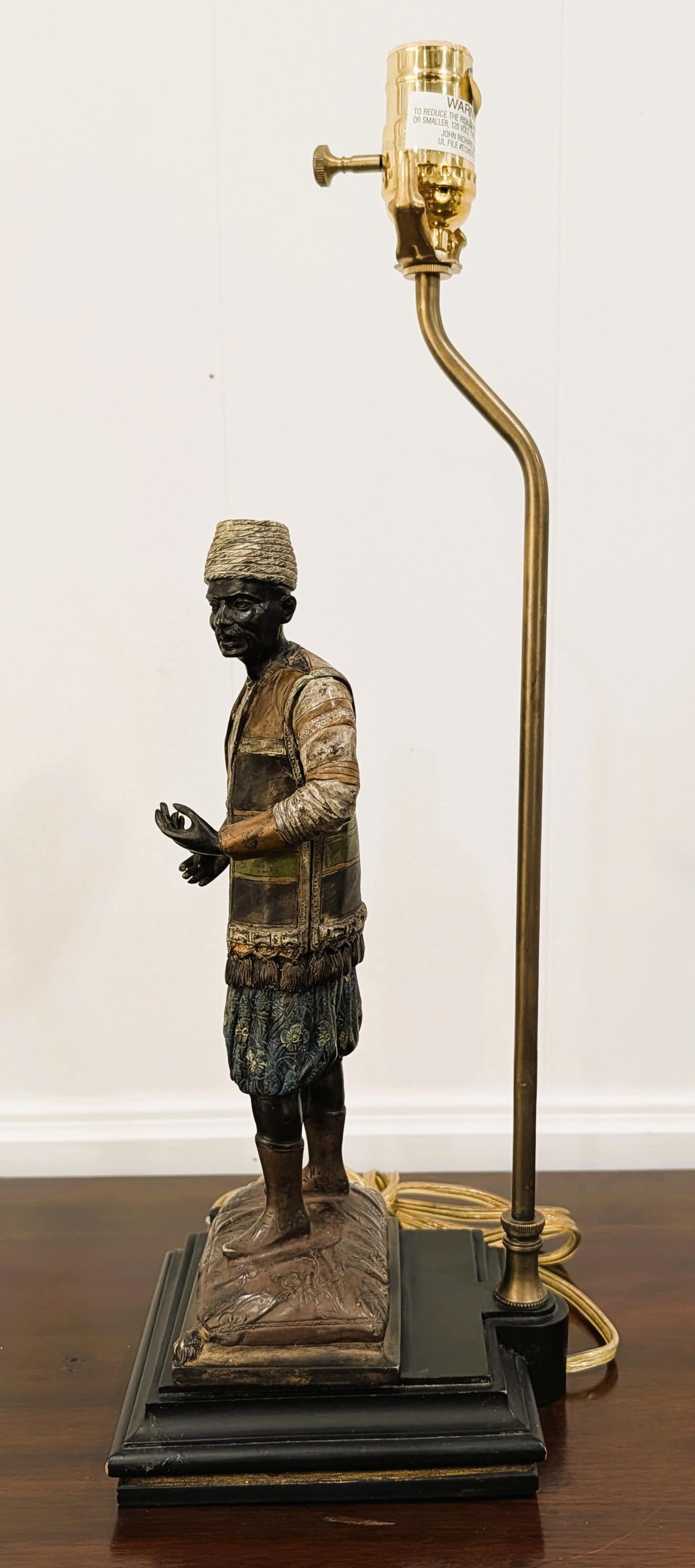 Mid 20th Century Rare Viennese Cold Painted Bronze Figural Table Lamps, Orientalist Sculptures - a P - 13