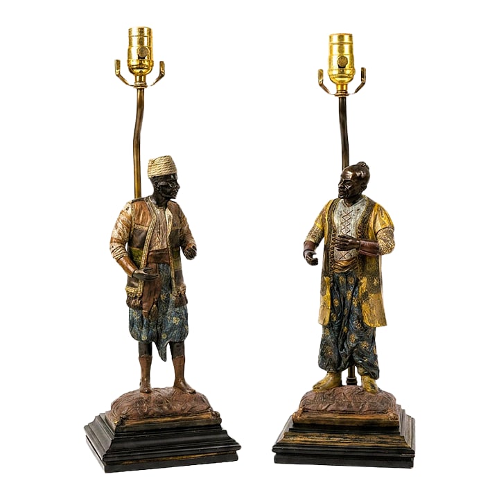 Mid 20th Century Rare Viennese Cold Painted Bronze Figural Table Lamps, Orientalist Sculptures - a P (1 of 17)