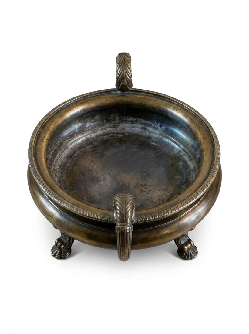 Large Antique French Neoclassical Heavy Cast Patinated Bronze Oval Jardinière / Cachepot / - 3