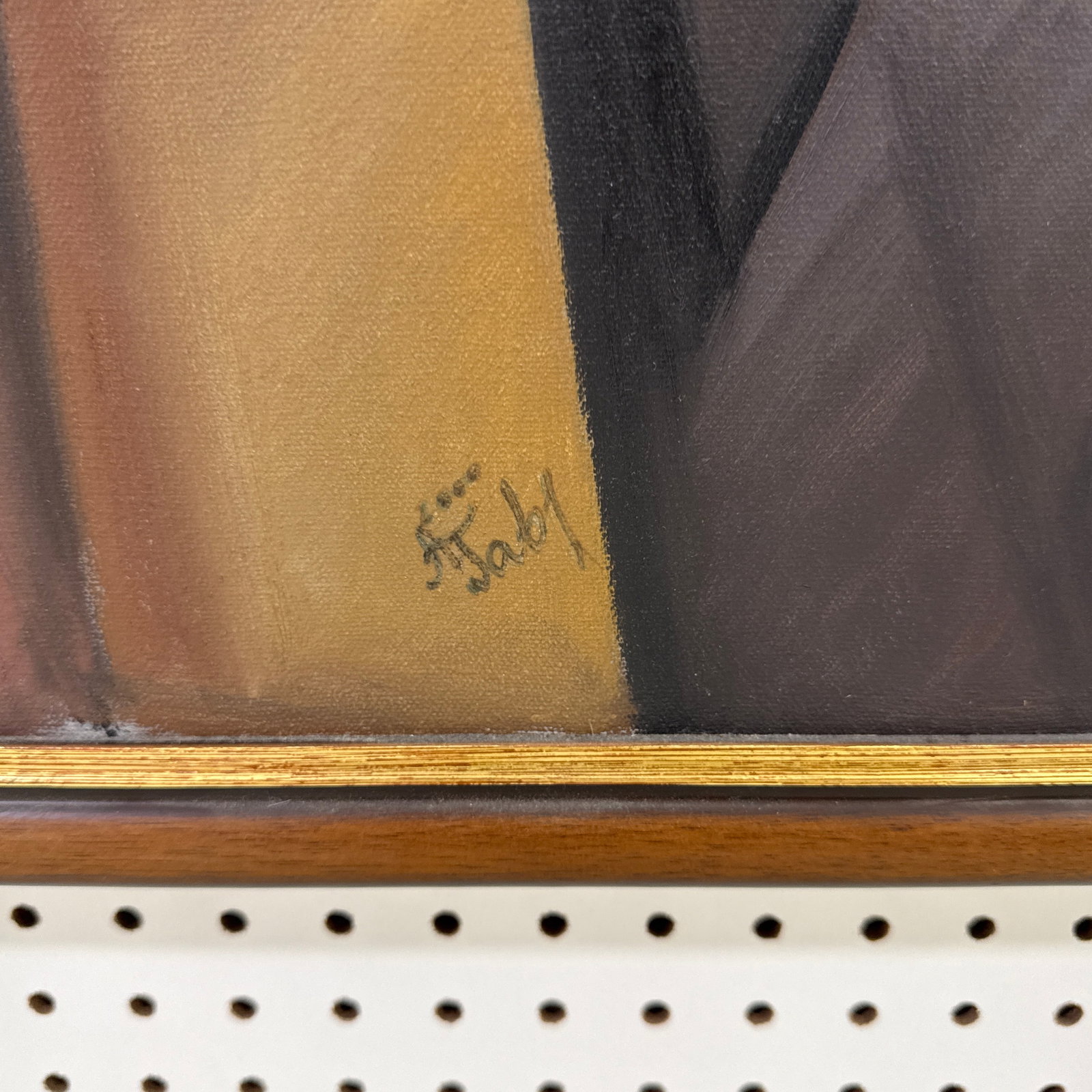 Large Vintage Cubist Expressionist Oil Painting Signed - 7