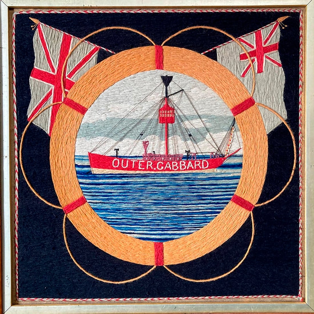 British Sailor's Woolwork of a Named Lightship Stationed Off Suffolk, England - 3