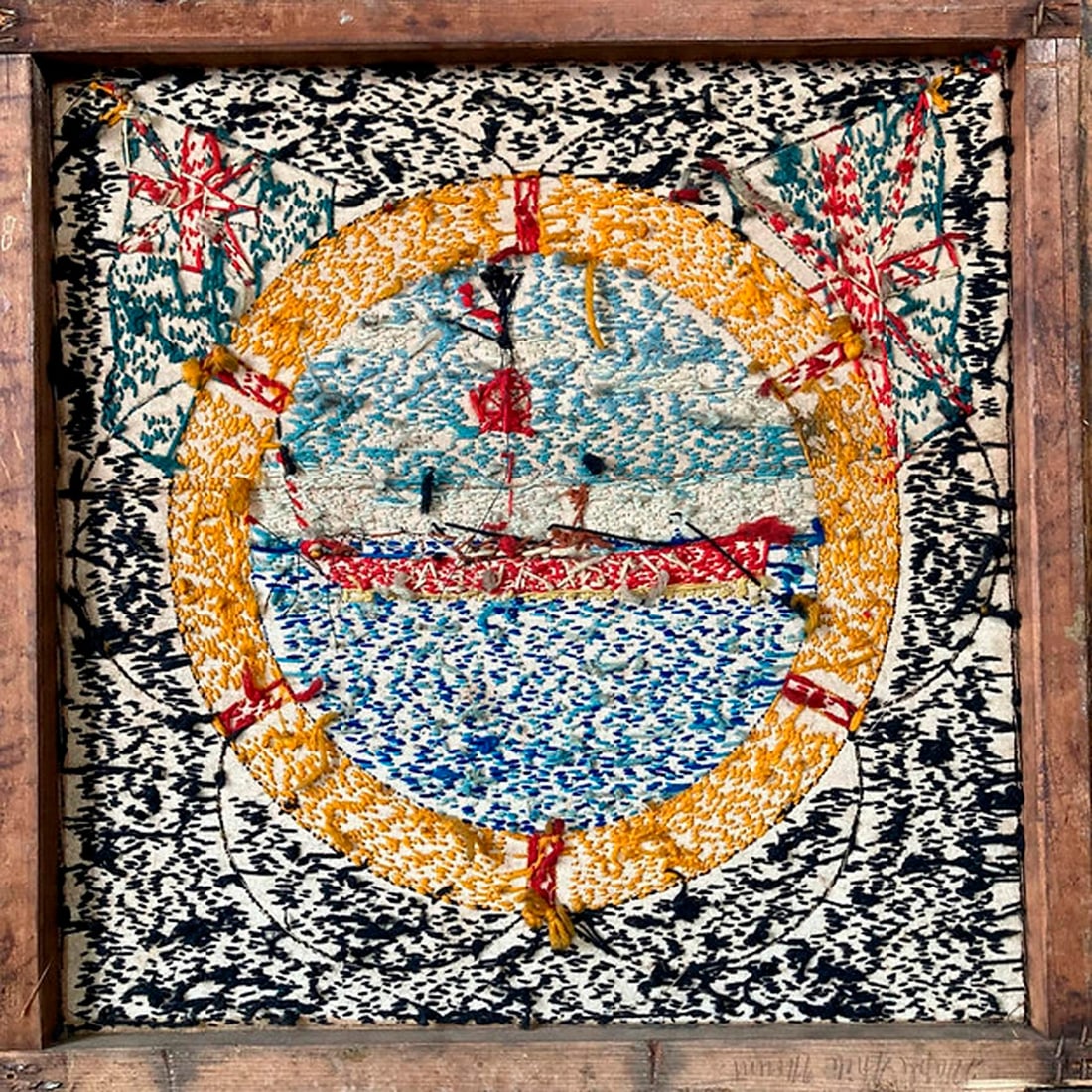 British Sailor's Woolwork of a Named Lightship Stationed Off Suffolk, England - 4