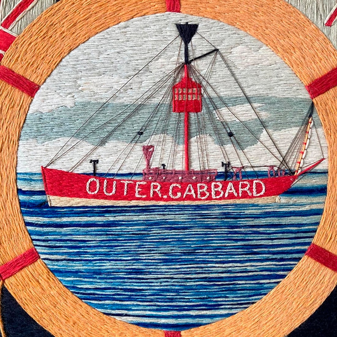 British Sailor's Woolwork of a Named Lightship Stationed Off Suffolk, England - 5