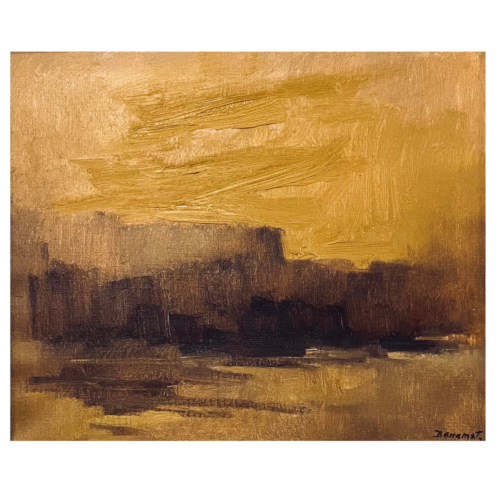 1980's Abstract Impressionist Desert Landscape - After Sunset by Robert Baranet - Rare Carl Laughlin - 2