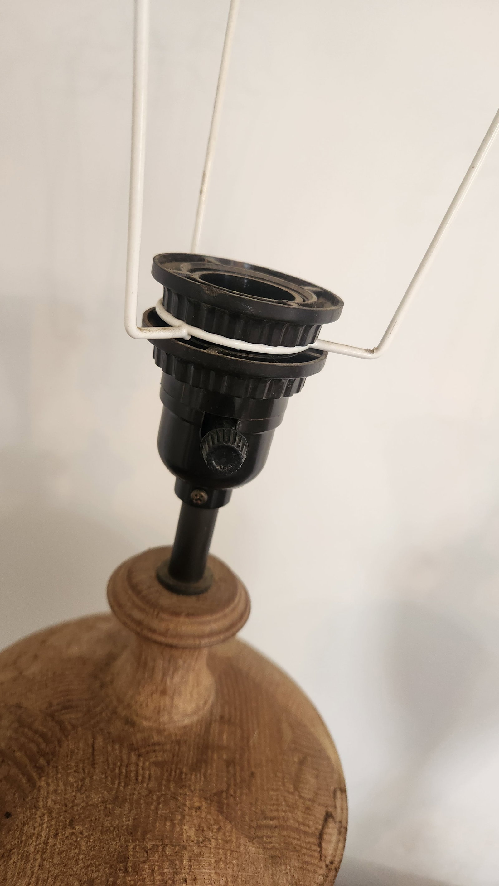 Vintage Natural Wood Urn Table Lamps, Turned Solid Oak / Ash Style - a Pair - 4